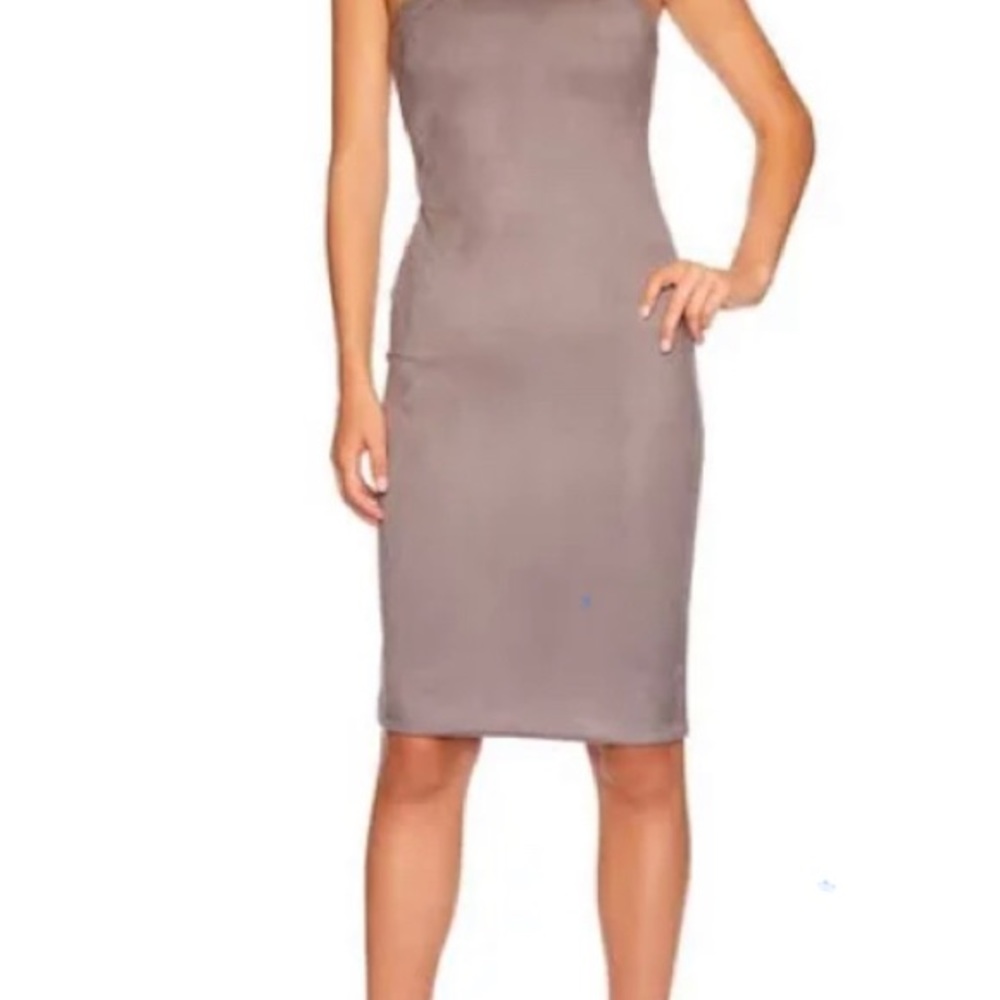 SUSANA MONICO NWT Grey Faux suede strapless mini dress. SZ: SMALL - Picture 2 of 3